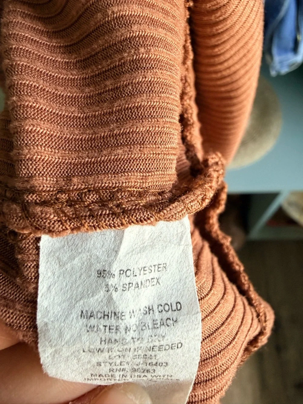 Olivia Rae Ribbed V-Neck Tiered Mini Dress in Terracotta
